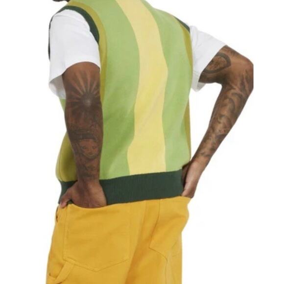 FLAN LABS NYC RARE Avocado Atomic Green Colorblock VEST MENS LARGE NEW FAST SHIP - Picture 5 of 8